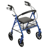 4 Wheel Steel Rollator W-8  Casters & Basket- Loop-blue.
