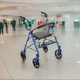 4 Wheel Steel Rollator W-8  Casters & Basket- Loop-blue.
