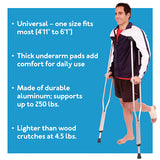 Carex Folding Crutches  Pair Universal Size
