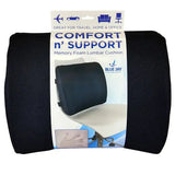 Lumbar Cushion W-straps  Black Memory Foam - Blue Jay.