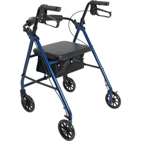 Aluminum Rollator W-loop Brake Blue  4-wheel.