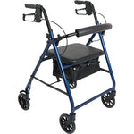 Aluminum Rollator W-loop Brake Blue  4-wheel.