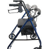 Aluminum Rollator W-loop Brake Blue  4-wheel.