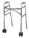 Bariatric Adult Folding Walker W-wheels  Double Button.