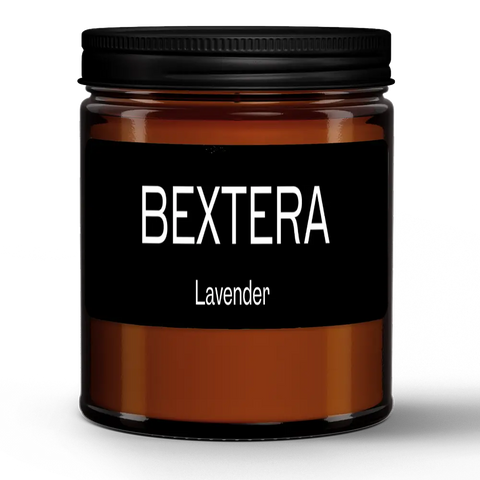 Bextera Lavender Natural Wax Candle in Amber Jar (9oz).