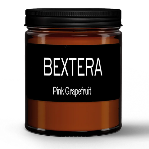 Bextera Pink Grapefruit Natural Wax Candle in Amber Jar (9oz).