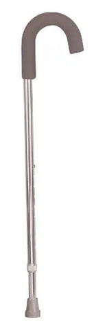 Cane Adj. Round Handle Silver W-foam Comfort Grip.