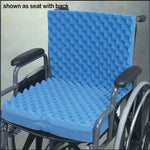 Convoluted Wheelchair Cushion W-back & Blue Polycotton Cover.