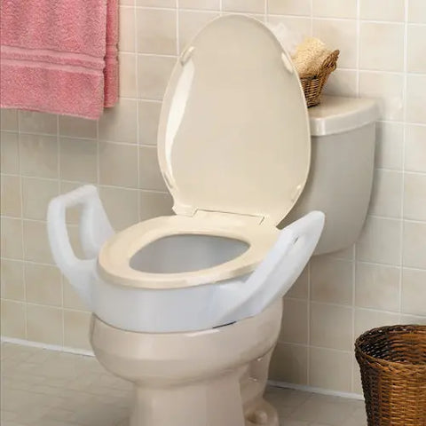 Elevated Toilet Seat W-arms Elongated 19  Wide.