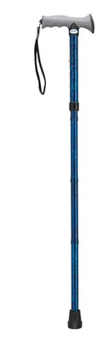 Folding Cane Alum W-gel Grip Blue Crackle.