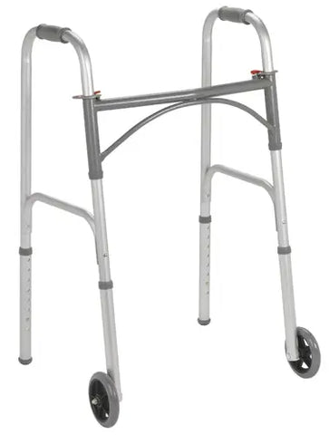 Folding Walker  Steel  Two Button  W-5  Wheels  Case-4.