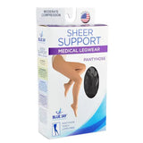 Ladies' Sheer Firm Spt  Medium 20-30mmhg  Panty Hose  Black.