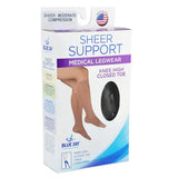 Ladies' Sheer Firm Support  Md 20-30mmhg  Knee Highs  Black.