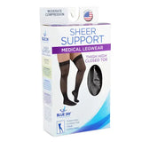 Ladies' Shr Moderate Supprt Md 15-20mmhg Thgh W-staytop Black.