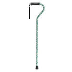 Offset Cane With Gel Grip Green Leaves.