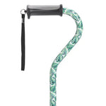 Offset Cane With Gel Grip Green Leaves.