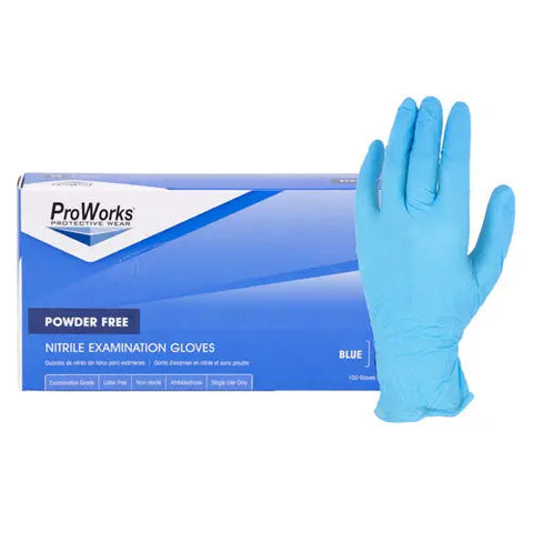 ProWorks® Nitrile Exam, PF, Blue, 4 mil.