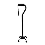 Quad Cane  Small Base  Black By Blue Jay Brand.