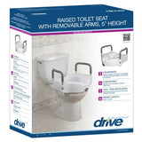 Raised Toilet Seat W- Lock & Padded Removable Arms Retail.