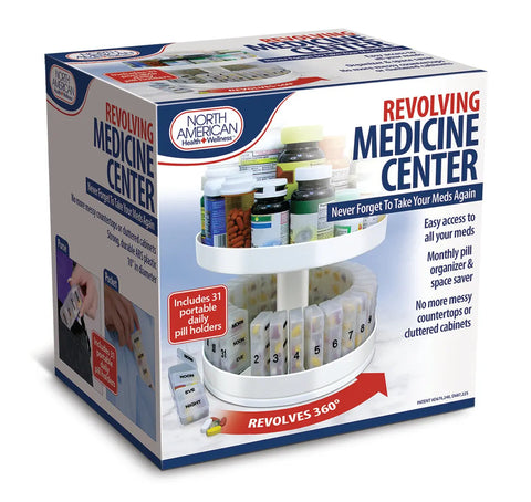 Revolving Medicine Center W-31daily Pill Compartments.