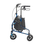 Rollator 3-wheeled W-pouch & Basket Loop Brake-flame Blue.