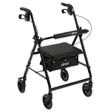 Rollator 4-wheel With Pouch & Padded Seat  Black - Drive.