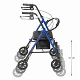 Rollator Aluminum W-adj. Seat Height  Blue.