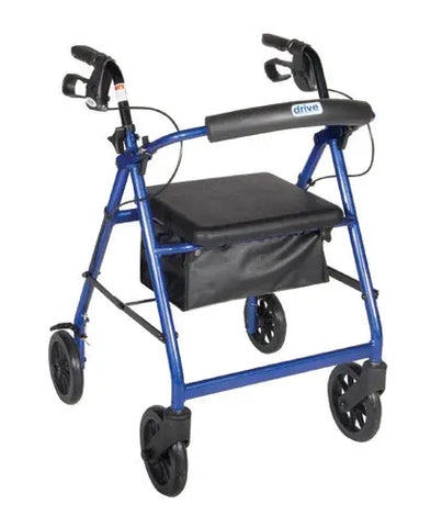 Rollator  Aluminum W-fold-up & Remov Back  Padded Seat Blue.