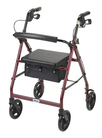 Rollator  Aluminum W-fold-up & Remov Back  Padded Seat Red.