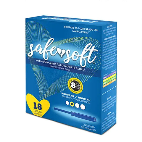 Safe n Soft Tampons, Regular Absorbency, Plastic Applicator.