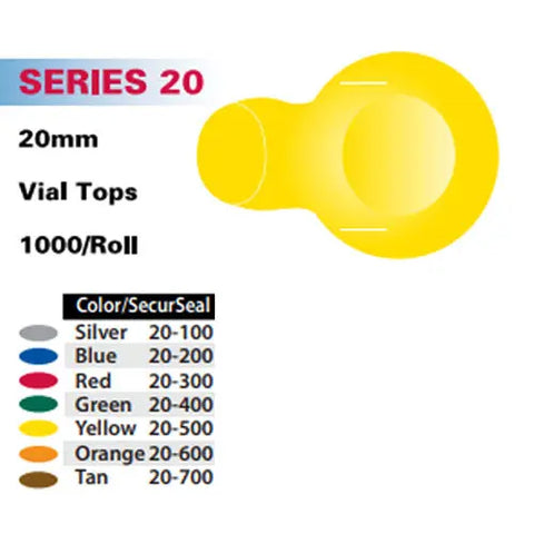 Series 20 SecurSeal® IV Seal, 20mm Vial Tops.