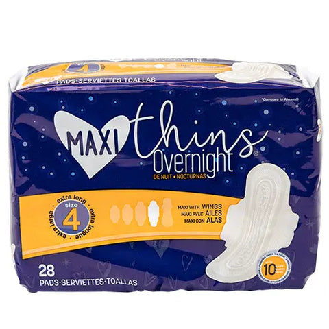 Maxithins®Overnight Maxi Pad, w/wings.