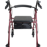 Aluminum Rollator W-loop Brake Burgundy  4-wheel