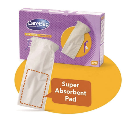 Carebag Men's Urinal Bag W-super Absorb Pad Box-20